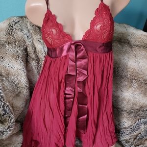 Victoria's Secret Red Pleated Babydoll Medium VGUC